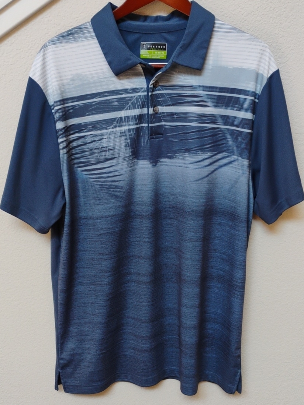 PGA TOUR proseries Blue Ombre Striped Performance Polo